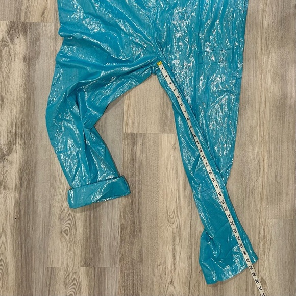 NWT Suzie Kondi Lurex Jumpsuit Blue Shimmer Oversized Long Sleeve Size XS/S - Picture 5 of 9